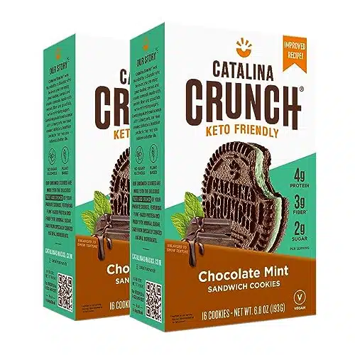 Catalina Crunch Chocolate Mint Keto Sandwich Cookies Pack Oz Box  Keto Snacks  Low Carb, Low Sugar  Vegan Cookies, Plant Based Protein Cookies  Keto Friendly, Keto Dessert