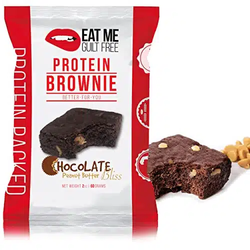 Eat Me Guilt Free Peanut Butter Bliss Protein Packed Brownie   G Protein, Low Carb, Keto Friendly, Low Sugar, Non Gmo, No Preservatives, Low Calorie Snack Or Dessert  Count