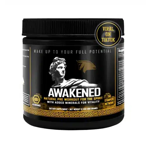 Awakened Natural Pre Workout Powder In  Conscious Energizer  Bee Pollen + N.o. Booster  Mucuna Pruriens, Tongkat Ali, Rhodiola, Alpha Gpc &Amp; Trace Minerals  Spartan Bee Bread Brand, Sv