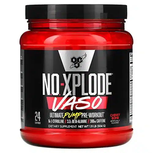 Bsn N.o. Xplode Vaso Pre Workout Powder With G Of L Citulline And G Beta Alanine And Energy, Flavor Cherry Bomb, Servings