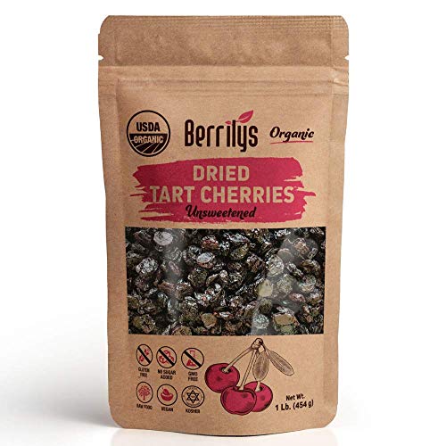 Berrilys Organic Dried Tart Cherries, Lb, Pitted, Non Gmo, Kosher, Unsulfured, No Added Sugar