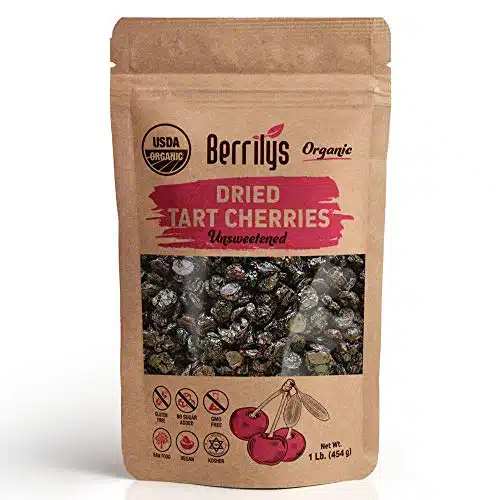 Berrilys Organic Dried Tart Cherries, Lb, Pitted, Non Gmo, Kosher, Unsulfured, No Added Sugar