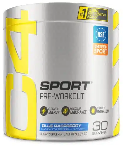 Csport Pre Workout Powder Blue Raspberry   Pre Workout Energy With G + Mg Caffeine And Beta Alanine Performance Blend   Nsf Certified For Sport  Servings