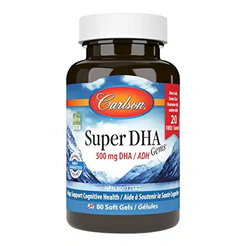 Carlson   Super Dha Gems, Mg Dha Supplements, Mg Fatty Acids, Wild Caught Norwegian Arctic Fish Oil Concentrate, Sustainably Sourced Nordic Fish Oil Capsules, +Softgels