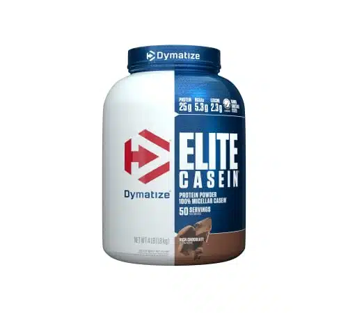 Dymatize Elite Casein Protein Powder, Slow Absorbing With Muscle Building Amino Acids, % Micellar Casein, G Protein, G Bcaas &Amp; G Leucine, Helps Overnight Recovery, Rich Chocolate, Pound