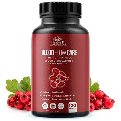 Herbame Blood Circulation Supplement, Capsules, Supports Leg Vein, Heart, Vessels And Cardiovascular Health With Niacin, L Arginine, Ginger, Cayenne Pepper, Hawthorn, Diosmin, Blood Flow Pills