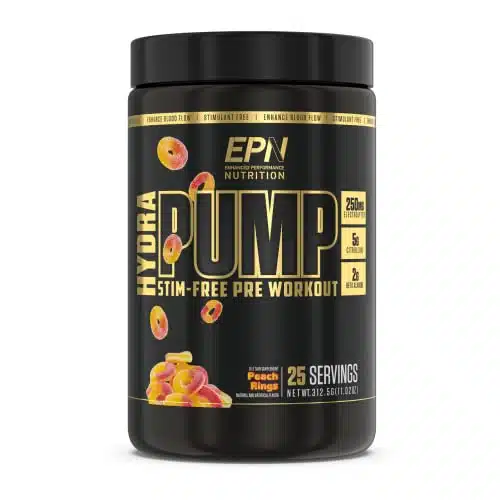 Hydrapump  #New Stim Free Pre Workout Powder W Nitric Oxide Booster, Electrolytes &Amp; Nootropics  Pumps, Focus, Stamina, Muscle Growth, Hydration, Caffeine Free &Amp; Non Stimulant   Peach Rings