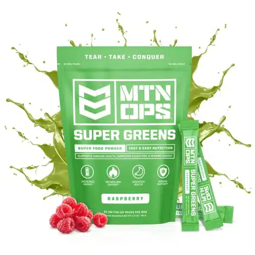 Mtn Ops Super Greens Daily Immune Health And Energy Drink Powder Â Digestive Health Support Blend Boosted With Chlorophyll Rich Greens  On The Go Packs  Just Add Water