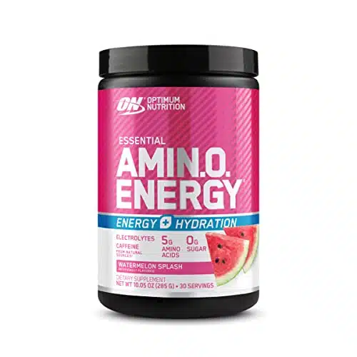 Optimum Nutrition Amino Energy Plus Electrolytes Energy Drink Powder, Caffeine For Pre Workout Energy And Amino Acidsbcaas For Post Workout Recovery, Watermelon Splash, Ounces (Servings)