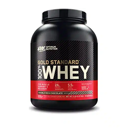 Optimum Nutrition Gold Standard % Whey Protein Powder, Double Rich Chocolate, Pound (Packaging May Vary)