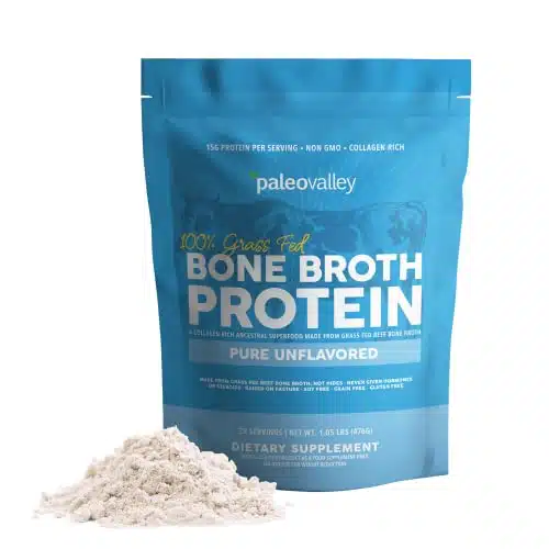 Paleovalley % Grass Fed Beef Bone Broth Protein Powder   Rich In Collagen Peptides For Hair, Skin, Gut Health, Bone And Joint Support   Servings, G Protein Per Serving   No Gluten Or Gmos