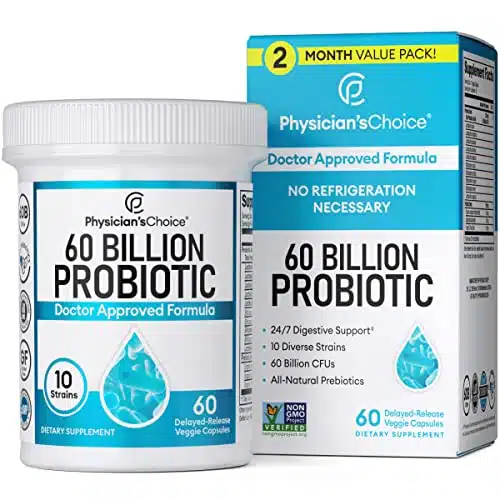 Physician'S Choice Probiotics Billion Cfu   Strains + Organic Prebiotics Digestive &Amp; Gut Health Supports Occasional Constipation, Diarrhea, Gas Bloating For Women Men Ct