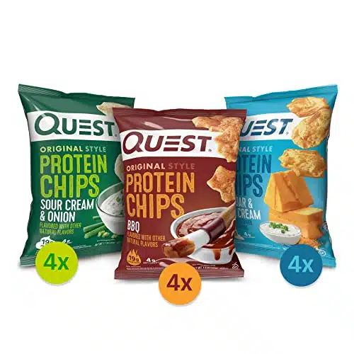 Quest Nutrition Protein Chips Variety Pack, (Bbq, Cheddar &Amp; Sour Cream, Sour Cream &Amp; Onion), High Protein, Low Carb, Ounce (Pack Of )