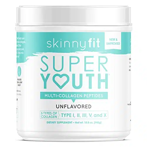 Skinnyfit Super Youth Multi Collagen Peptides Plus Apple Cider Vinegar, Hyaluronic Acid, &Amp; Vitamin C, Unflavored, Hair, Skin, Nail &Amp; Joint Support, Immunity, Healthy Metabolism, Servings