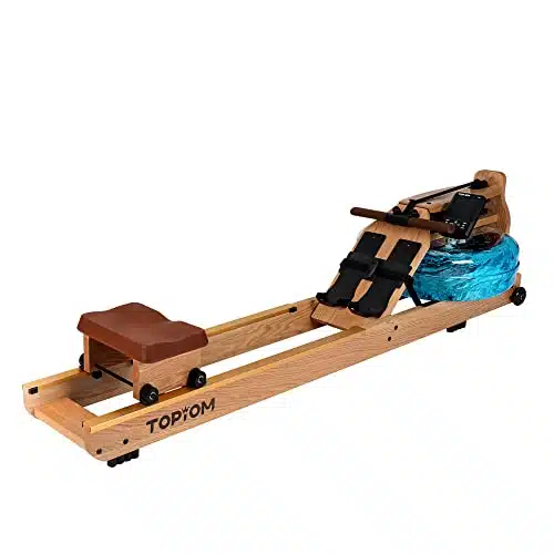 Topiom Water Rower Rowing Machine With T Performance Monitor, Oak Solid Wood + Lbs Max Load