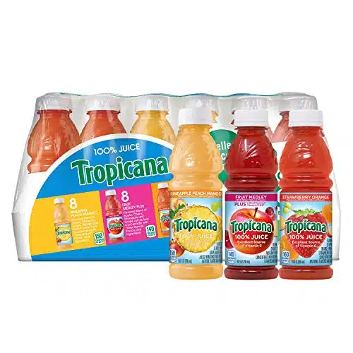 Tropicana % Juice, Flavor, Fl Oz (Pack Of )   Pineapple Peach Mango Juice, Fruit Medley, Strawberry Orange Juice