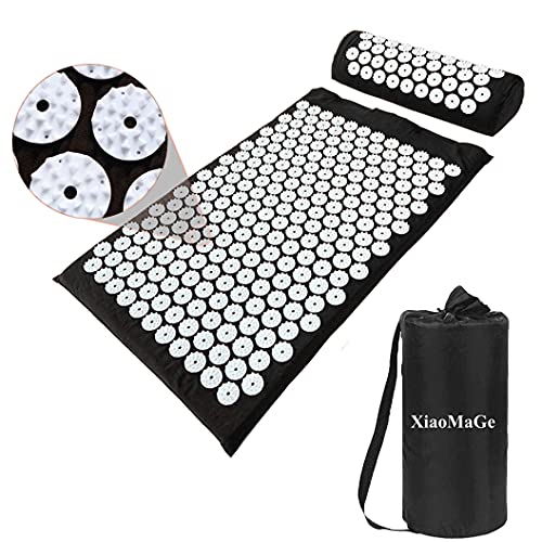 Acupressure Mat And Pillow Set With Bag Large X Inch Acupuncture Mat For Neck Back Pain Muscle Relaxation Stress Relief Sciatica Pain Relief Pillow Black Acupressure Mat And Pillow Set With Bag Large X Inch Acupuncture Mat For Neck &Amp; Back Pain, Muscle Relaxation Stress Relief, Sciatica Pain Relief Pillow (Black)