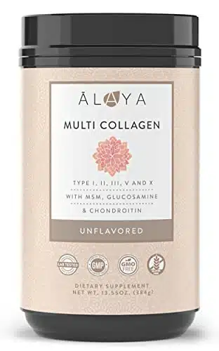 Alaya Multi Collagen Powder   Type I, Ii, Iii, V, X Hydrolyzed Collagen Peptides Protein Powder Supplement With Msm + Gc (Unflavored) (Servings)