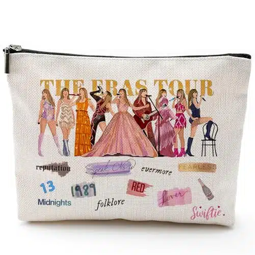 Amazerchos Taylor Cosmetic Bag, Portable Storage Bag, Decoration For Taylor. Song Album Fan Gift, Travel Toiletry Bag,Zip Bag, Swif Merch (Ts Off White)