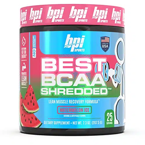 Bpi Sports Best Bcaa Shredded   Converts Fat To Energy   Weight Loss And Lean Muscle Support   Post Workout Recovery   Watermelon Ice, Servings, G