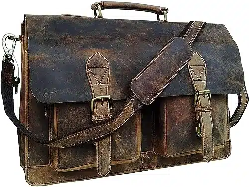 C Cuero Inch Retro Brown Laptop Messenger Bag Office Briefcase Crossbody Travel Bag For Men &Amp; Women Bag Office Laptop Bag (Vintage Brown)