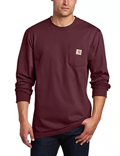 Carhartt Men'S Loose Fit Heavyweight Long Sleeve Pocket T Shirt, Port, Reg L