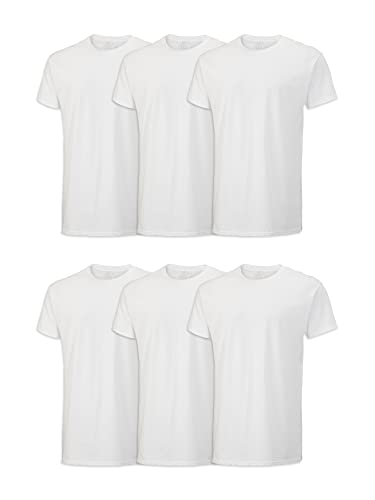 Fruit Of The Loom Men'S Eversoft Cotton Stay Tucked Crew T Shirt, Regular Pack White, X_L