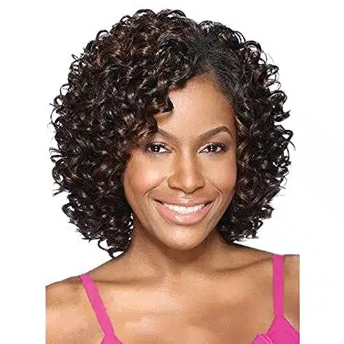 Gnimegil Short Curly Afro Wigs For Black Women Side Bangs Synthetic Wigs Kinky Afro Curly Wig Natural African American Hairstyles Full Hair Glueless Wig
