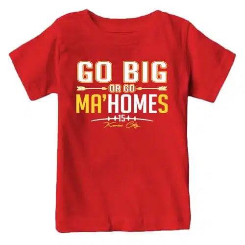 Go Big Or Go Ma'Homes Kids Football Fan T Shirt (Red T Shirt, Ys)