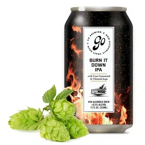Go Brewing Non Alcoholic Beer, Burn It Down Ipa, Low Calorie Alcohol Alternative Beverages, Small Batch Na Craft Beer, Fl Oz Cans, Pack