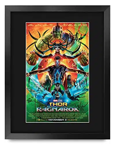 Hwc Trading Framed X Print   Thor Ragnarok Chris Hemsworth And Cast Gifts Mounted Printed Poster Signed Autograph Picture For Movie Memorabilia Fans