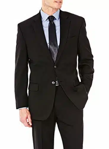 Haggar Men'S Premium Stretch Classic Fit Suit Separates Pants, Black Jacket, Regular