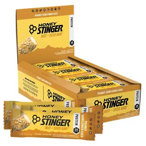 Honey Stinger Nut + Seed Bar Peanut Sunflower Seed Protein Packed Food For Exercise, Endurance And Performance And Recovery Sports Nutrition Snack Bar For Home &Amp; Gym, Post Workout Box Of
