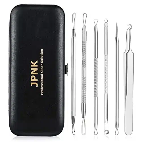 Jpnk Blackhead Remover Tool Comedones Extractor Acne Removal Kit For Blemish, Whitehead Popping, Pcs Zit Removing For Nose Face Tools With A Leather Bag