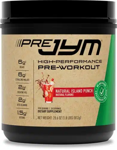 Jym Supplement Science Pre Jym Pre Workout Powder   Bcaas, Creatine Hci, Citrulline Malate, Beta Alanine, Betaine, And More Naturally Flavored Island Punch Flavor, Servings