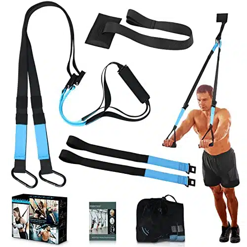 Keafols Bodyweight Fitness Resistance Suspension Kit Extension Strap Door Anchors, Powerlifting Strength Workout Straps Full Body Complete Home Gym Body Core Exercise