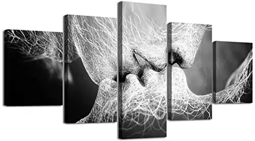 Kissing Wall Art   Romantic Sexy Lovers Kissing   Love Picture Canvas Prints Black And White Artwork Decor For Couple Bedroom Bed Decorations Modern Stretched And Framed Poster Ready To Hang