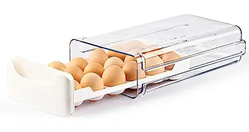 Moretoes Egg Holder For Refrigerator, Fresh Egg Storage Container Organizer Bin Layer Xclear Stackable Plastic Egg Tray With Handles For Fridge Kitchen Home