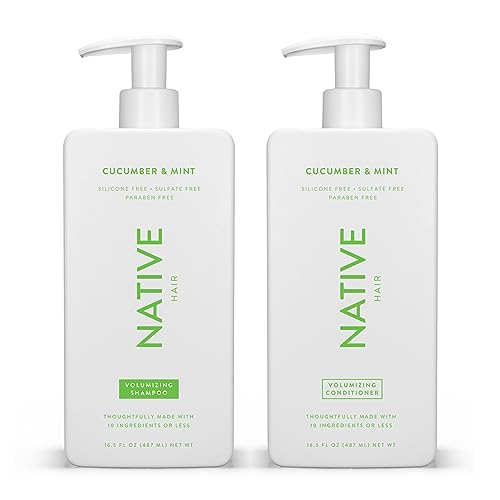 Native Shampoo And Conditioner Set, Fl Oz Each (Pack)   All Hair Type Color &Amp; Treated From Fine To Dry Damaged, Sulfate Paraben Silicon And Dye Free   Volumizing Cucumber &Amp; Mint