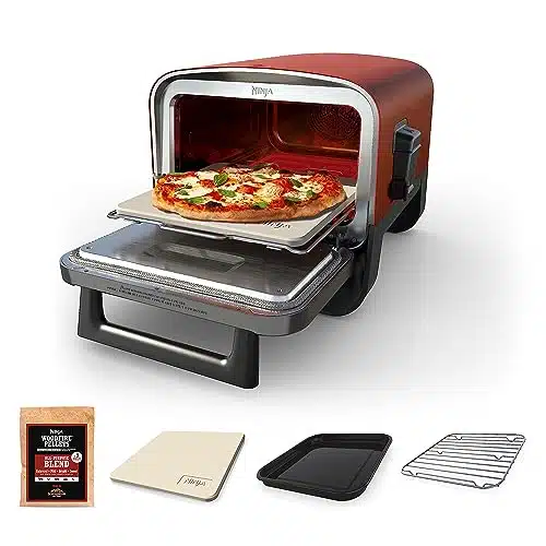 Ninja Woodfire Pizza Oven, In Outdoor Oven, Pizza Settings, Ninja Woodfire Technology, Â°F High Heat, Bbq Smoker, Wood Pellets, Pizza Stone, Electric Heat, Portable, Terracotta Red, Oo