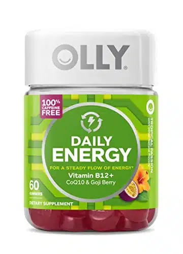Olly Daily Energy Gummy, Caffeine Free, Vitamin B, Coq, Goji Berry, Adult Chewable Supplement, Tropical Flavor   Count