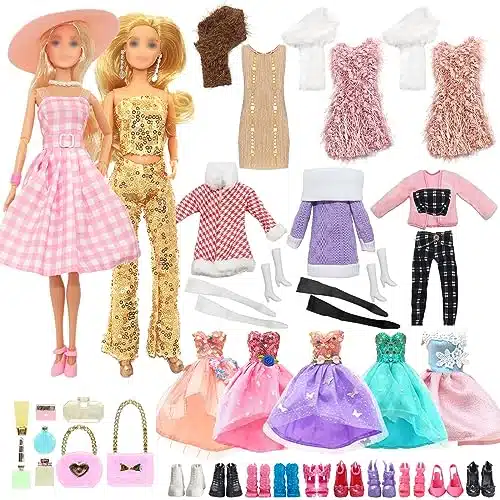 Pcs Doll Clothes For Inch Girl Doll Including The Movie Pink Dress Sequn Outfits Inter Set Fashion Dress Shawls Akeup Kit Hat Pair Shoes In Random For Girls