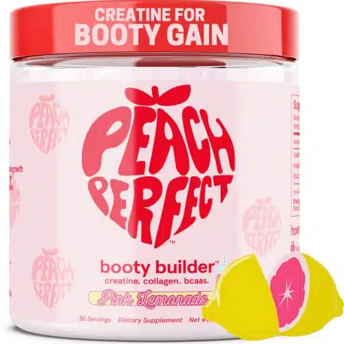 Peach Perfect Creatine For Women Booty Gain, Muscle Builder, Energy Boost, Pink Lemonade, Cognition Aid  Collagen, Bcaa, Lean Muscle, Vegan Creatine Monohydrate Micronized Powder, Alt Creapure,Ser