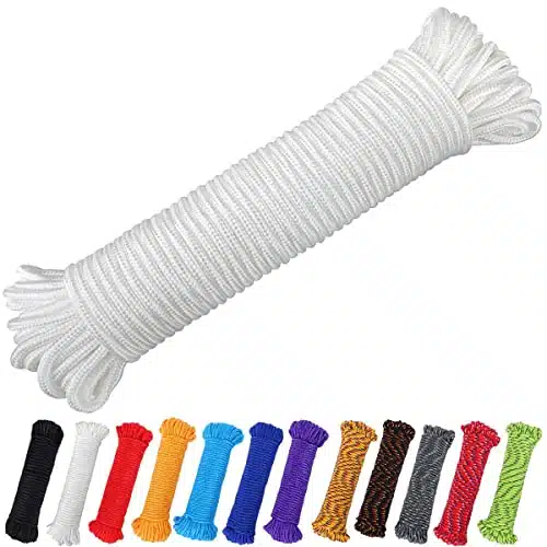 Perkhomy Ft Inch (Mm) Nylon Poly Rope Flag Pole Polypropylene Clothes Line Camping Utility Good For Tie Pull Swing Climb Knot (White)