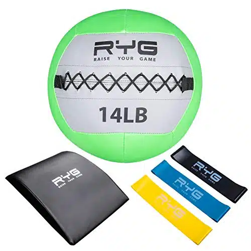 Raise Your Game Wall Ball Core Workout Set With Ab Mat, Soft Crossfit Medicine Ball For Muscle Building, Core &Amp; Plyometric Training (Lb Ball)
