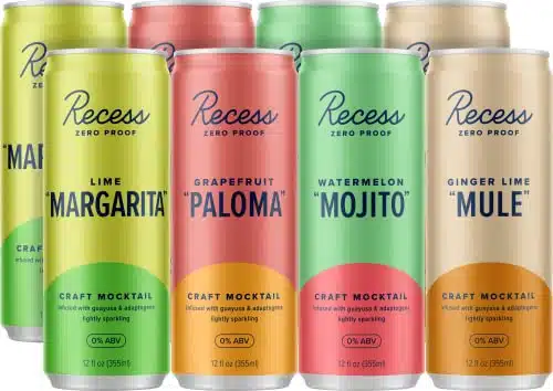 Recess Zero Proof Sampler, Craft Mocktails, Alcohol Free Drinks, With Adaptogens, Non Alcoholic Beverage Replacement, Mixer, (Pack Sampler Has Of Each Flavor Lime Margarita,Â Grapefruit Paloma)
