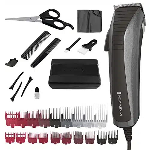 Remingtonâ® Easy Fade Haircut Kit, Hair Clippers For Men, Tapered And Standard Fixed Combs, Travel Case Included, Black