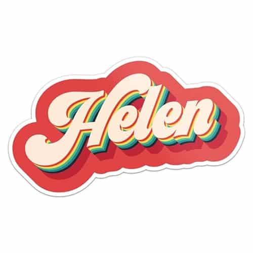 Retro Style Helen Female Name Sticker Waterproof Vinyl Decal For Car Bumper Laptop Water Bottle Luggage Wall And Window Size Longer Side Retro Style Helen Female Name Sticker Waterproof Vinyl Decal For Car Bumper, Laptop, Water Bottle, Luggage, Wall, And Window, Size '' Longer Side