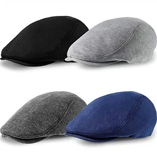 Satinior Pieces Newsboy Hats For Men Flat Caps Irish Hat Cabbie Hunting Cap(Black, Dark Gray, Light Gray, Navy Blue, Classic)