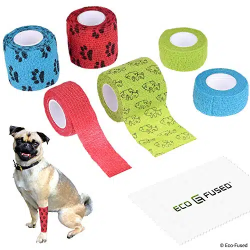 Self Adhering Bandage   Injury Wrap Tape For Dogs   Pack Of   Supports Muscles And Joints   Does Not Stick To Hair   Elastic, Water Repellent, Breathable   Relieves Stress (For Dogs)